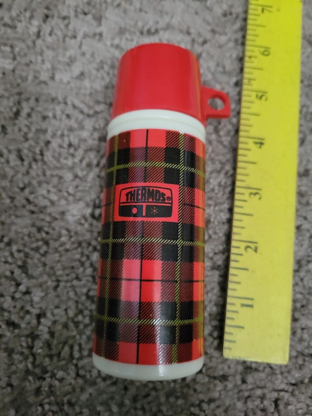 AVON 1970s Sweet Honesty Body Splash Thermos Red Plaid 3 Ounce Decanter